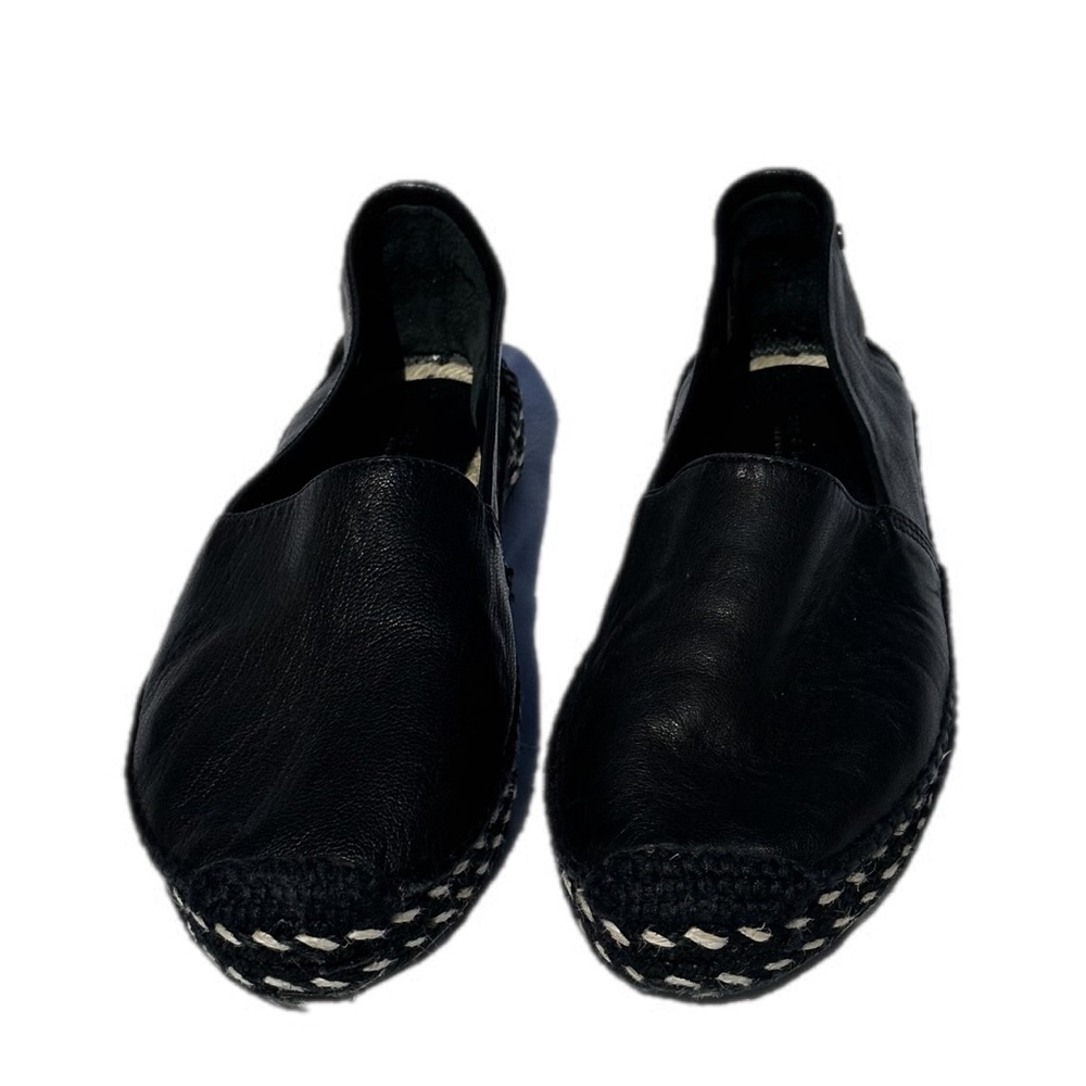 Rag & Bone Black & Beige Espadrille Woven Leather Flat Slip-Ons Size 7